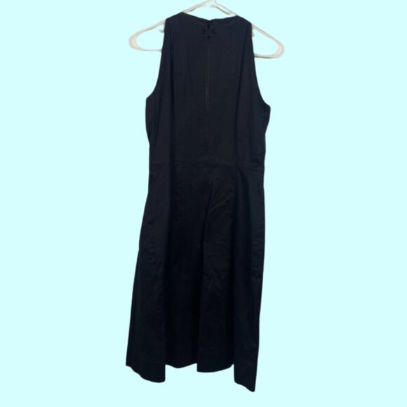 Akris Punto Black and Tan Sleeveless Office Casual Midi Dress - Picture 2 of 4